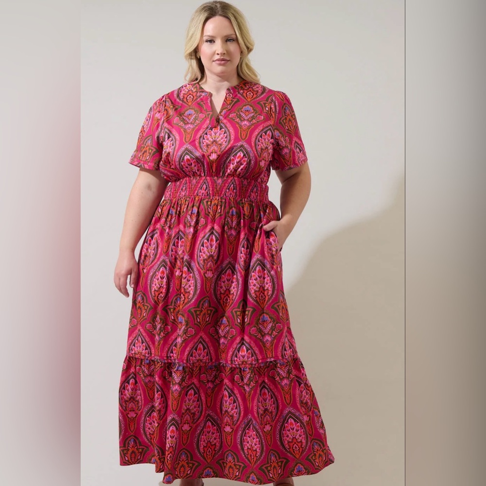 New Azura Paisley Beltran Poplin Maxi Dress Curve 2X 🌺🌸🌹 - Picture 2 of 7